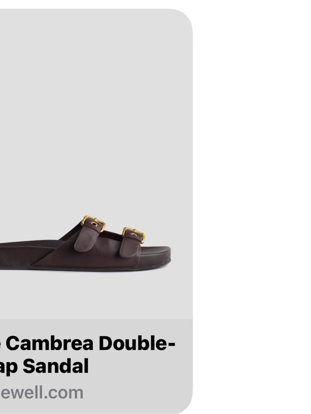 Madewell Cambrea Double-Strap Slide Sandal in Dark Brown with Gold Buckles